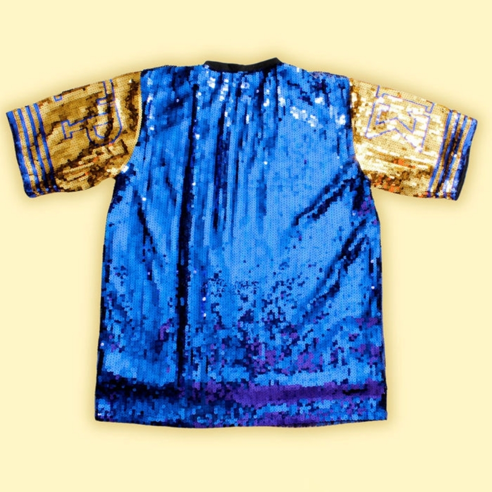 SGRHO Sorority Blue and Gold Sequin Jersey Shirt - Picture 5 of 6